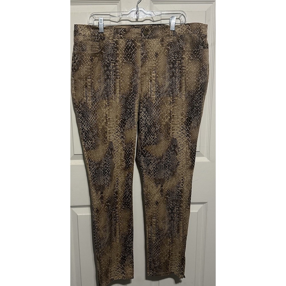 Ralph Lauren Women's Hi Rise Zip Ankle Snakeskin Animal Print Jeans Pants Sz 16